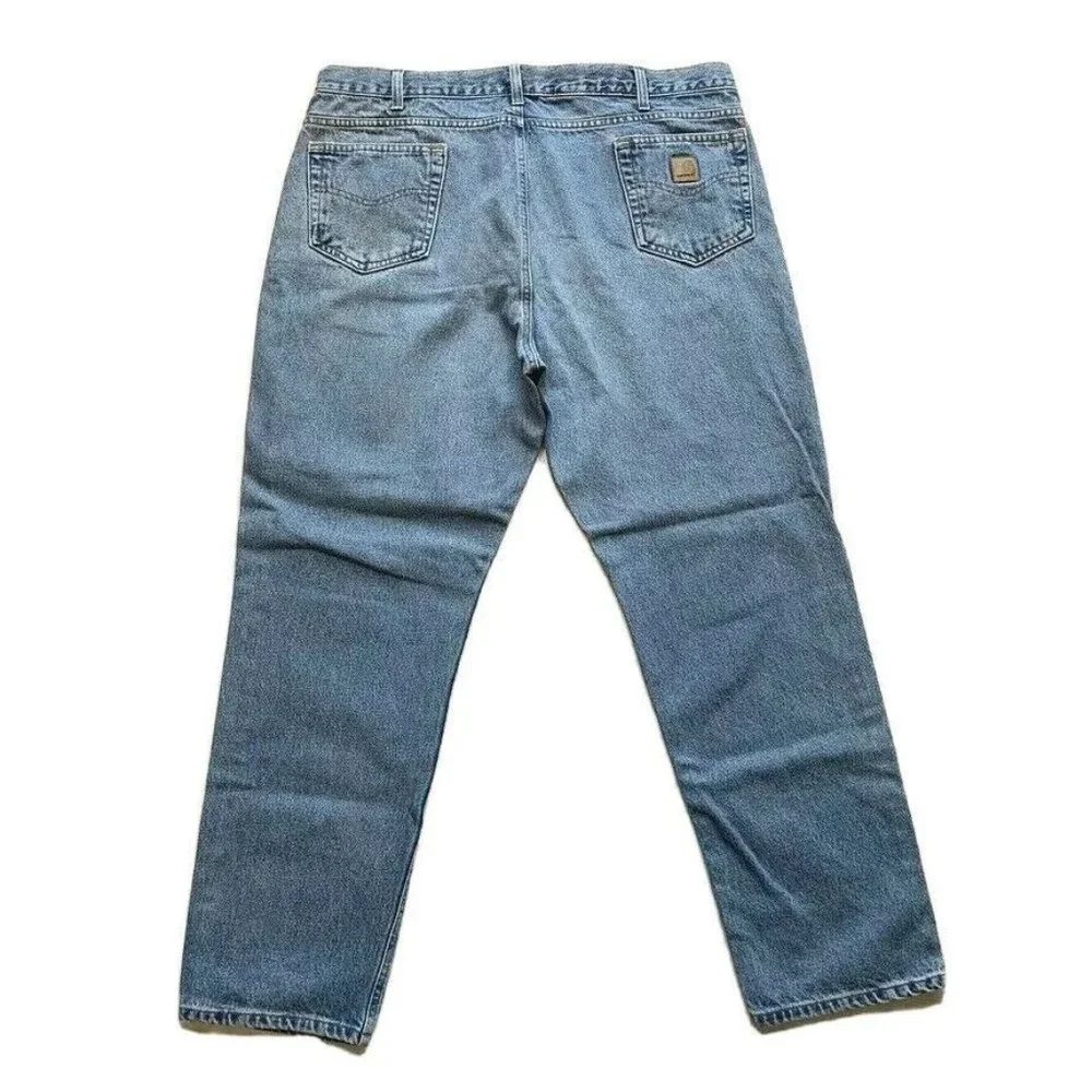 Carhartt Traditional Fit Jeans B18 DST Mens 42x32 Relaxed Medium Blue Wash Denim